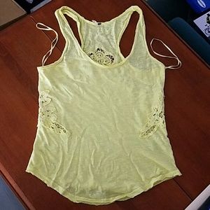 Free People boho yellow Lace racer back Tank Top S
